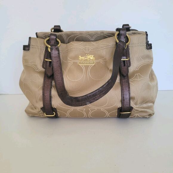 Coach Mia Signature Outline C Carryall Satchel Handbag Purse 15402 Brown Fair - Picture 1 of 10